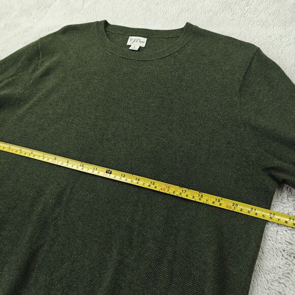 J Crew Crewneck Sweater Men's L Moss Green Minimalist Preppy 100% Cotton - Picture 5 of 6